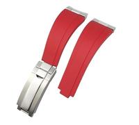 TIOYW 21mm 20mm New Curved Metal End Watch Bands Just for Rolex Datejust m126300 m126334 Accessories Black Rubbre Silicone Strap(Red,20mm)