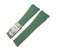 TIOYW Curved End 21mm 20mm Silicone Rubber Watchband Fir For Rolex Daytona Green Submariner GMT Explorer Watch Strap(Green)