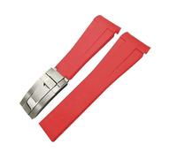 TIOYW Curved End 21mm 20mm Silicone Rubber Watchband Fir For Rolex Daytona Green Submariner GMT Explorer Watch Strap(Red)