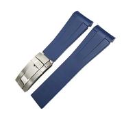 TIOYW Curved End 21mm 20mm Silicone Rubber Watchband Fir For Rolex Daytona Green Submariner GMT Explorer Watch Strap(Blue)