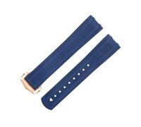TIOYW FKM Fluorous Rubber Curved End For Omega Seamaster 300 Diving Stainless Fold Buckle Replacement WatchBands 20mm(Blue 2)