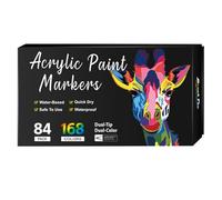 Tip Acrylic Paint Marker Pens Set for Rock Ceramic Wood Canvas Plastic and DIY Craft Projects (C, One Size)