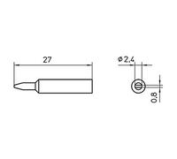 TIP CHISEL 2.4MM Tools Soldering Irons - TIP, CHISEL, 2.4MM, For Use With: WXP 65, SVHC: No SVHC , Tip / Nozzle Style: Chisel, Tip / Nozzle Width: 2.4mm, Height: 0.8mm, Length: 27mm