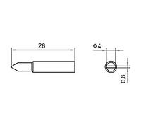 TIP CHISEL 4.0MM Tools Soldering Irons - TIP, CHISEL, 4.0MM, For Use With: WXP 65, SVHC: No SVHC , Tip / Nozzle Style: Chisel, Tip / Nozzle Width: 4mm, Height: 0.8mm, Length: 28mm