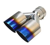 Tip Pipe Stainless Steel Universal Import Double Cylinder Rear Exhaust Tailpipe Blue Muffler Titanium Alloy Export Car Exhaust Pipe Rear Tip Tail Throat(60MM IN- 76MM OUT)