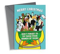Tip The Binmen - Tip - Recycle - Bin - Alcohol - Booze - Poor Binmen- Merry Christmas Card