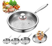 Tipanexi Titanium Pan Pro with Lid, Durable Scratch-Resistant Non Stick Titaniums Nutri Pans, Titanium Frying Pans for Cooking Non Stick, Compatible with All Cooktops (M)