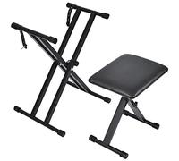 tipatyard Keyboard Stands and Bench Set,Double-X Keyboard Stand Adjustable & Portable Digital Piano Stand with Locking Straps