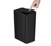TIPGO Bathroom Trash Can with Lid, 10 Liter/ 2.6 Gallon Slim Garbage Can, Small Trash Bin Waste Basket with Pop-Up Lid for Kitchen, Bedroom, Living Room, Office (Black)