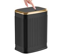 TIPGO Bathroom Trash Can with Lid, 2.1 Gallon / 8 Liter Small Garbage Can, Press Top Bin, Stainless Steel Wastebasket with Pop-Up Lid for Bedroom, Living Room, Office (Black)