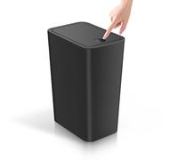 TIPGO Bathroom Trash Can with Lid, 4 Gallon / 15 Liter Small Garbage Can, Press Top Bin, Plastic Wastebasket with Pop-Up Lid for Bedroom, Living Room, Office (Black)