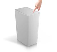 TIPGO Bathroom Trash Can with Lid, 4 Gallon / 15 Liter Small Garbage Can, Press Top Bin, Plastic Wastebasket with Pop-Up Lid for Bedroom, Living Room, Office (Grey)