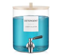 TIPGO Glass Laundry Dispenser, 128 oz / 3.5L Fabric Softener Dispenser, Detergent Holder, Laundry Room Organization, Glass Soap Container (Ivory)