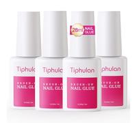 TIPHULAN Brush on Nail Glue for Press on Nails - Nail Glue for Acrylic Nails, Quick & Strong False Nails Tip Glue, 4pcs Adhesive Super Nail Bond, Nail Glue Bulk for Nail Tips 7ML/0.23OZ