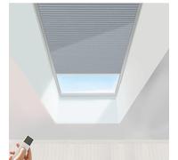 TIPIACE Hard-Wired ok Rechargeable Motorized Cellular Shades Honeycomb Blinds Half Blackout waterproof Fabric Shades for Skylight，Customize Size (Grey 93020E)