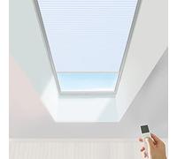 TIPIACE Hard-Wired ok Rechargeable Motorized Cellular Shades Honeycomb Blinds Half Blackout waterproof Fabric Shades for Skylight，Customize Size (White 93020A)