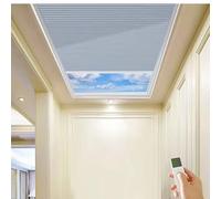 TIPIACE New Upgrade Rechargeable Motorized Skylight Blinds Half Blackout Fabric Cellular Honeycomb Shades Suitable for Roof Inclined Plane Room Windows (Grey 93020E)