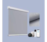 TIPIACE Smart Hard-Wired Motorized Blinds Full Blackout Thick Waterproof Fabric Shades for Home, Customized Size (Light Grey)