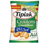 Tipiak Crispy Croutons Garlic -25% Discover the Delicate Taste of Milk with this Crispy Version 80g - Pack of 4