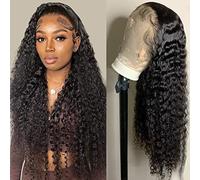 Tipiuli Deep Wave Lace Front Wig Human Hair 13x4 HD Lace Transparent Curly Wig for Women Human Hair 180% Density No Glue