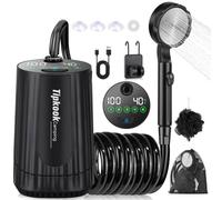 Tipkook Portable Shower, 10000mAh Rechargeable Camping Shower with LED Display, IPX8 Waterproof Shower Pump for Camping, Hiking, Travel, Car Washing