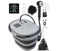 Tipkook Upgraded 2 in1 Portable Shower with 20L Collapsible Bucket, Ipx8 Waterproof, LED Display, Rechargeable Camping Shower,1-5 Speed Settings, Outdoor Shower Pump for Hiking,Travel,Car,Pet Washing