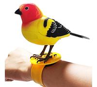Tipmant Realistic Electronic Birds Toys Electric Animal Pets with Wrist Band Sing Chirp Move Home Office Decoration Children Kids Birthday Gifts (Yellow)