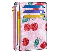 Tipmile Credit Card Holder Compact Card Case with ID Window for Women Slim Minimalist Front Pocket Wallet Small Wallet RFID Blocking, Cherry Berry, 4.4 x 3.14 x 0.11 inches, Patterned