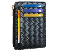 Tipmile Credit Card Holder Compact Card Case with ID Window for Women Slim Minimalist Front Pocket Wallet Small Wallet RFID Blocking, Woven Black, 4.4 x 3.14 x 0.11 inches, Textured