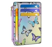 Tipmile Credit Card Holder Compact Card Case with ID Window for Women Slim Minimalist Front Pocket Wallet Small Wallet RFID Blocking, Butterfly, 4.4 x 3.14 x 0.11 inches, Patterned