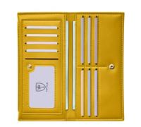 Tipmile Ultra Slim Wallet for Women Bifold Leather Ladies Wallet RFID Wallet Women RFID Blocking Credit Card Holder for Women, Yellow, 7.5 x 3.7 x 0.56 Inch, Minimalist