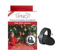 TipNot Tree Stand Anchor, No-Drill, Anti-Tip, Adhesive Safety Straps - Just Peel & Stick to Childproof and Babyproof Your Home 4-Pack