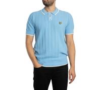 Tipped Knitted Polo Shirt Chalk Blue S