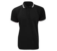 Tipped Piqué Short Sleeve Polo Shirt Kustom Kit Jet Black L