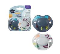 Tommee Tippee Moda Soothers, Symmetrical Orthodontic Design, Inc Steriliser Box, 18-36m, 2 Dummies, Colours Vary