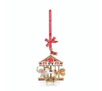 Tipperary Crystal Christmas Carousel Gem Decoration - Festive Sparkle Ornament with Animal Design
