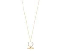 Tipperary Crystal CZ Set Circle Bar Pendant - Gold Plated Necklace with Sparkling Cubic Zirconia