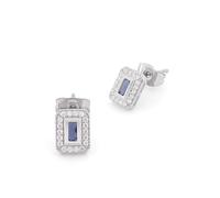 Tipperary Crystal Earrings, Silver Earrings with Sapphire Centre and White Surround for Women & Girls - Luxury Irish Jewellery