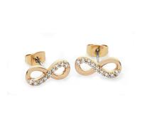 Tipperary Crystal Gold Infinity Stud Earrings for Women with Sparkling Stone Detail Elegant Symbolic Jewellery Gift