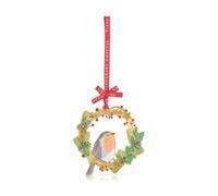 Tipperary Crystal Luxury Sparkle Hanging Decoration - Robin & Wreath Christmas Design in Star Gift Box - Perfect for Holiday Décor & Gifting