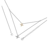Tipperary Crystal Necklace, Silver Double Floating Pave Star Necklace for Women & Girls - Luxury Irish Jewellery