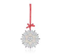 Tipperary Crystal Pearl Snowflake Christmas Decoration - Elegant Silver Hanging Ornament with Crystals