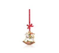 Tipperary Crystal Sparkle Collection Hanging Decoration Rocking Horse, Metal Ornament With Red Ribbon