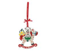 Tipperary Crystal Sparkling Baby’s First Christmas Ornament - Luxury Rocking Horse Decoration with Teddy and Gift Detailing in Star Gift Box