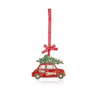 Tipperary Crystal Sparkling Christmas Car Ornament with Tree - Festive Red Holiday Decoration