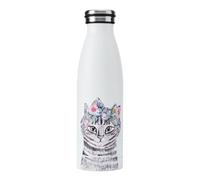 Tipperleyhill Cat Double-Walled Stainless Steel Water Bottle, 500ml Mikasa White One Size