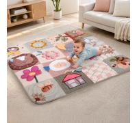 Tippi Plush Sensory Baby Play Mat for Floor Play - from Birth - 1.2M x 1.2M | Super Soft Tummy Time Playmat for Babies From 0 +, Padded Baby Crawling Mat, Sensory Activity Toys, Foldable, Storage Bag
