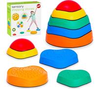 Tippi Sensory Stepping Stones for Kids, 5 Textured Surface Stackable Pieces