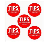 Tips are Appreciated Vinyl Sticker,4 Inches,5 Pcs Per Pack
