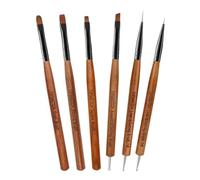 Tipsketch Nail Art Brush Set - 6pcs Including Liner, Dotting Pen, Gel, French, Builder Brushes